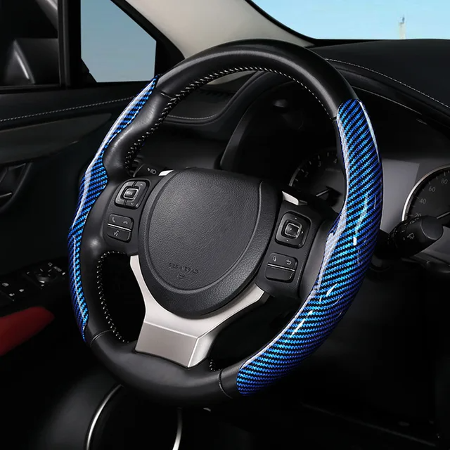 Universal steering wheel cover glossy carbon fiber