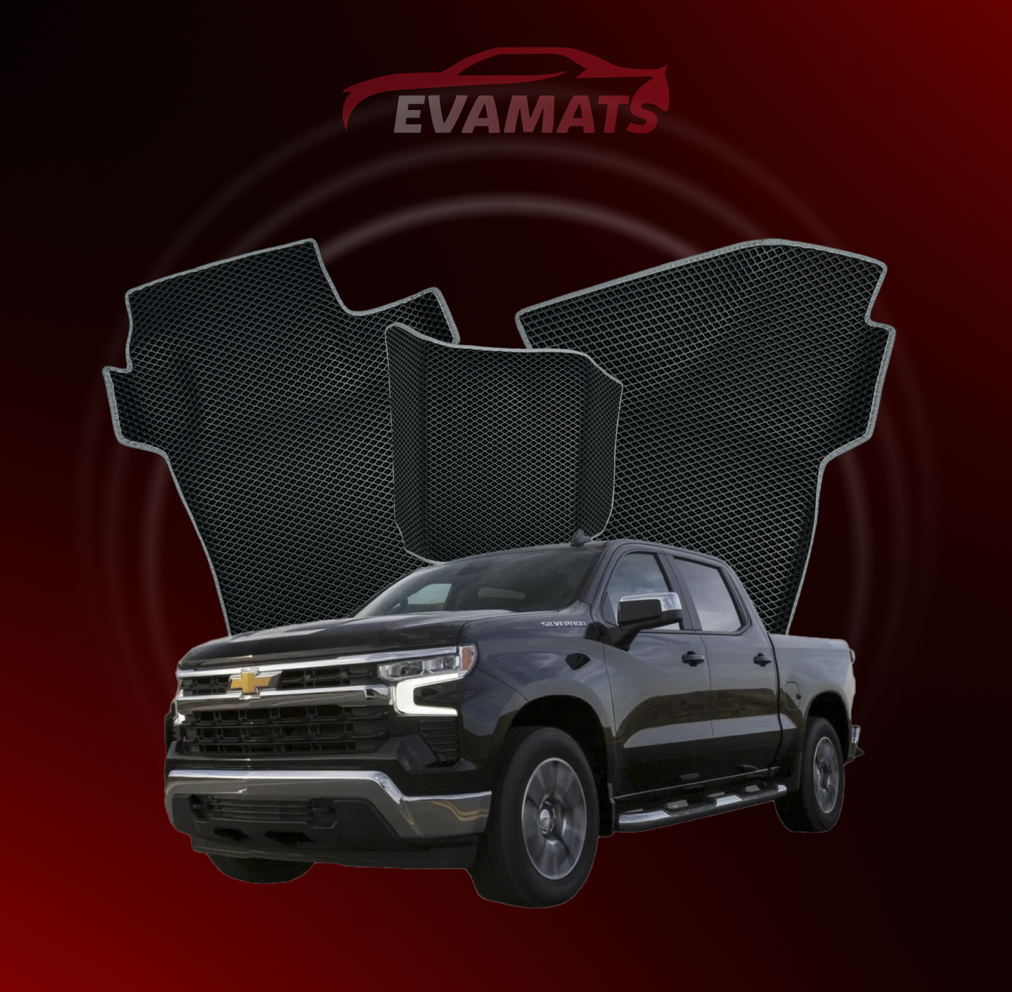 Autokoberce EVAMATS pre Chevrolet Silverado(T1XX) 4 gen 2019-2025 rok PICK-UP dvojkajuta Grew