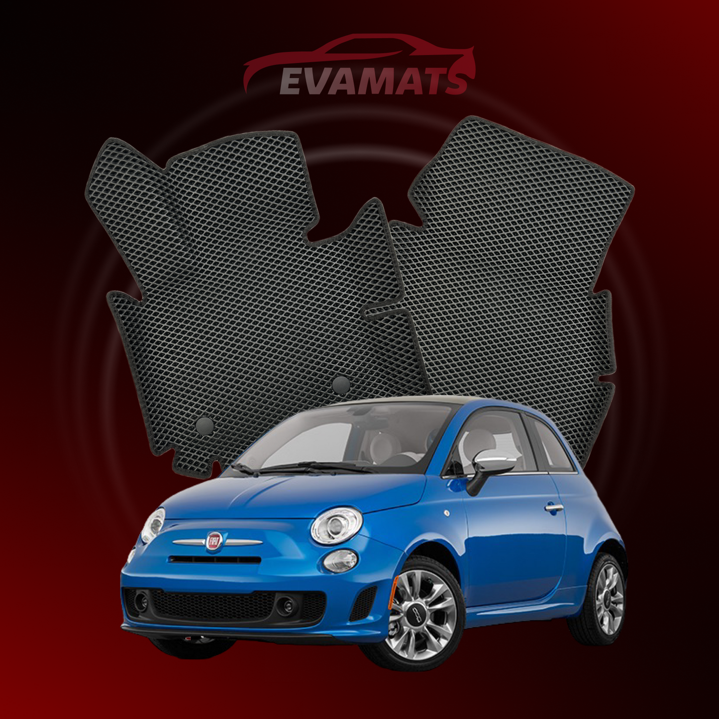 Autokoberce EVAMATS pre Fiat 500 2. gen. 2007-2020 rok HATCHBACK 3 dvere