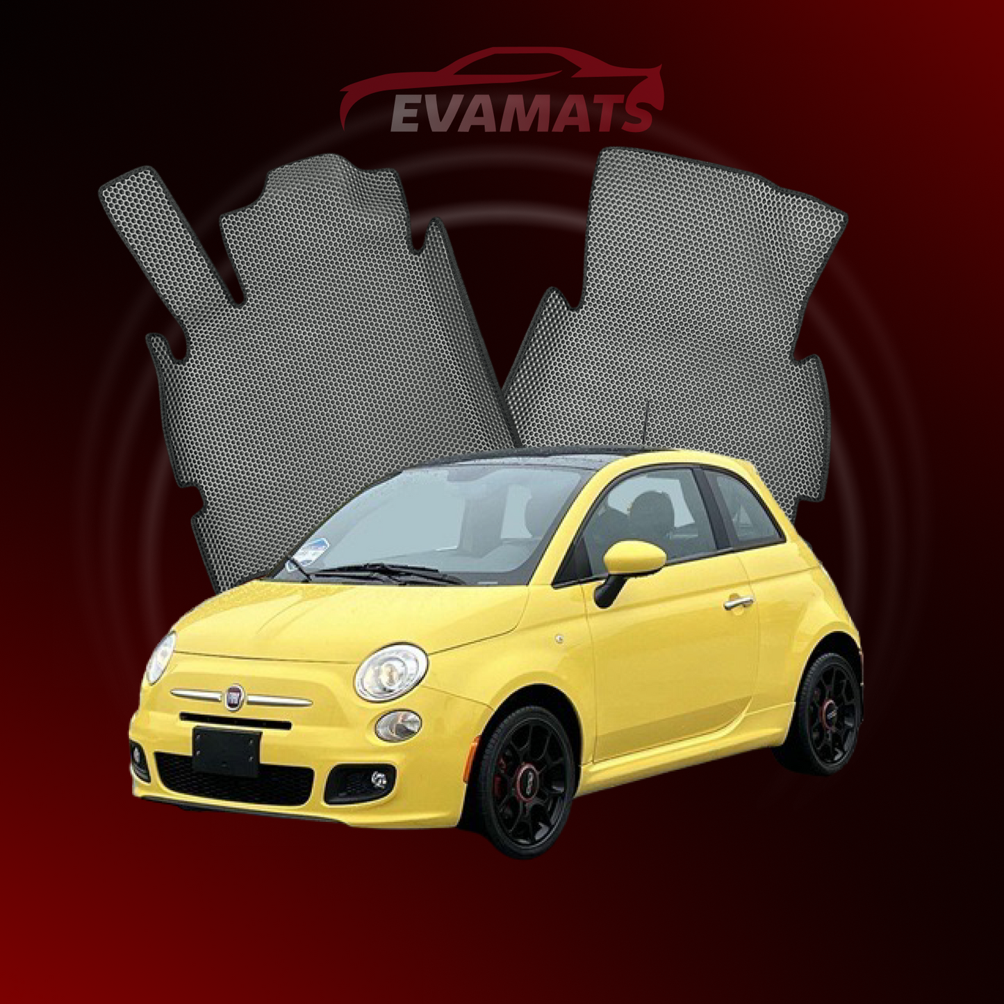 Tappetini per auto EVAMATS per Fiat 500(Abarth) 2 gen 2007-2020 anno HATCHBACK 3 porte CABRIO