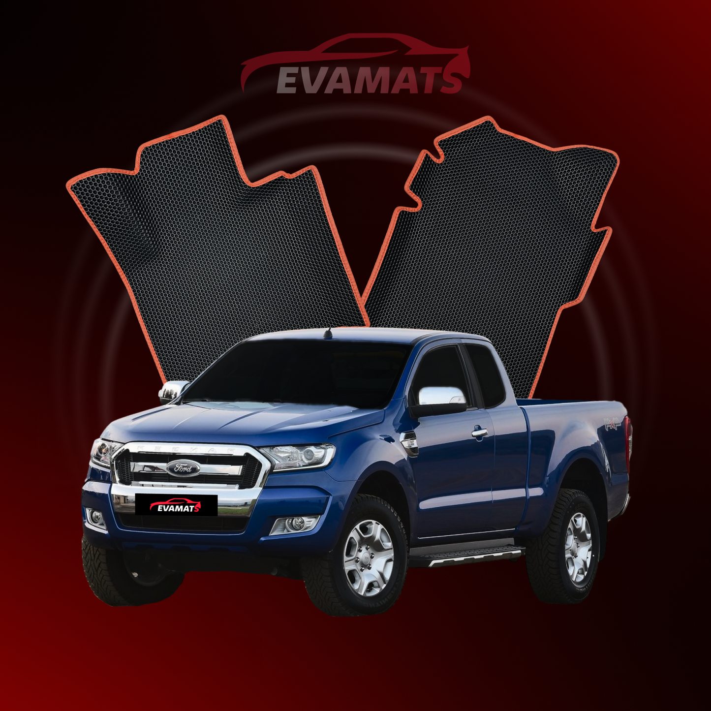 Car mats EVAMATS for Ford Ranger 5 gen 2011-2022 year PICK-UP one-and-half cabin (after facelift)