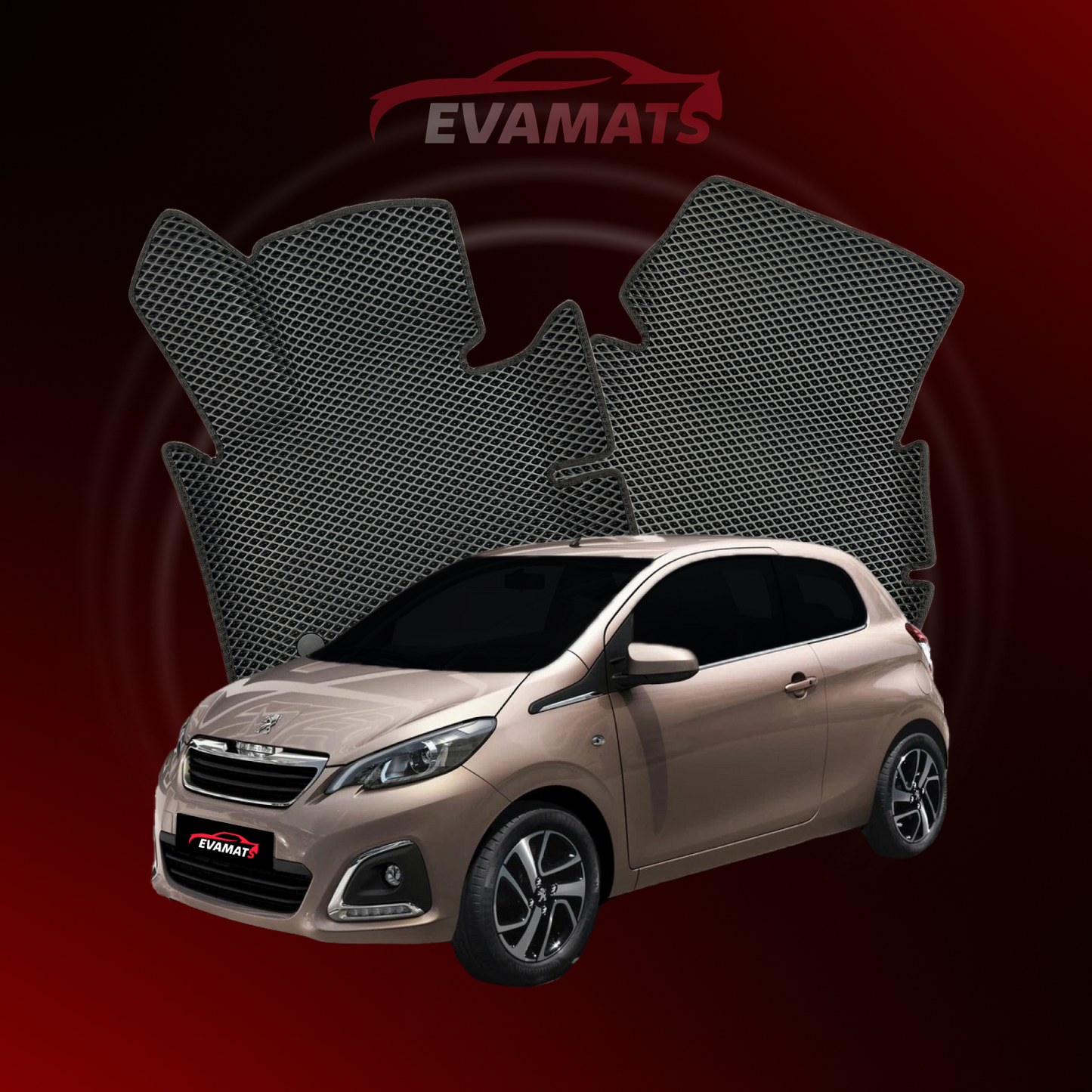 Tappetini per auto EVAMATS per Peugeot 108 1 generazione 2014-2021 anno HATCHBACK 3 porte