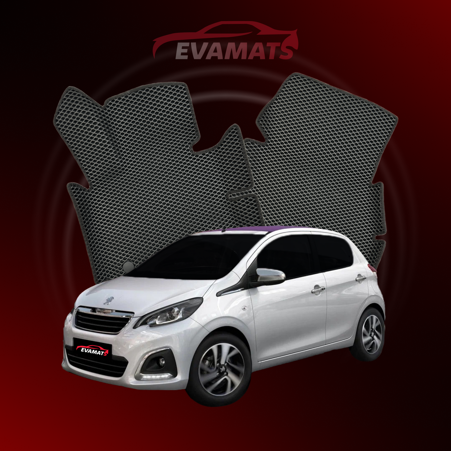 Tappetini per auto EVAMATS per Peugeot 108 1 generazione 2014-2021 anno HATCHBACK 5 porte