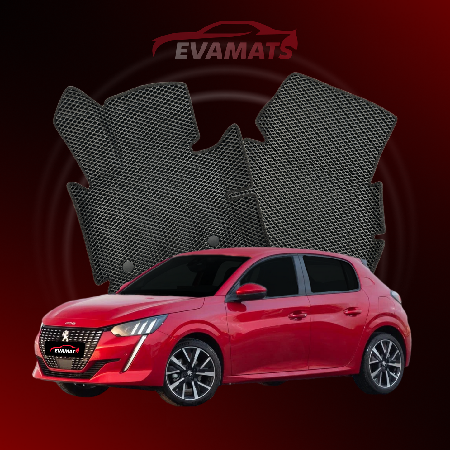 Alfombrillas de coche EVAMATS para Peugeot E-208(MT) 2ª generación 2019-2025 Eléctrico HATCHBACK 5 puertas