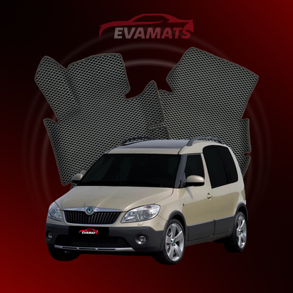 Tappetini per auto EVAMATS per Skoda Roomster Scout(5J) 1 generazione 2006-2015 anno MINIVAN