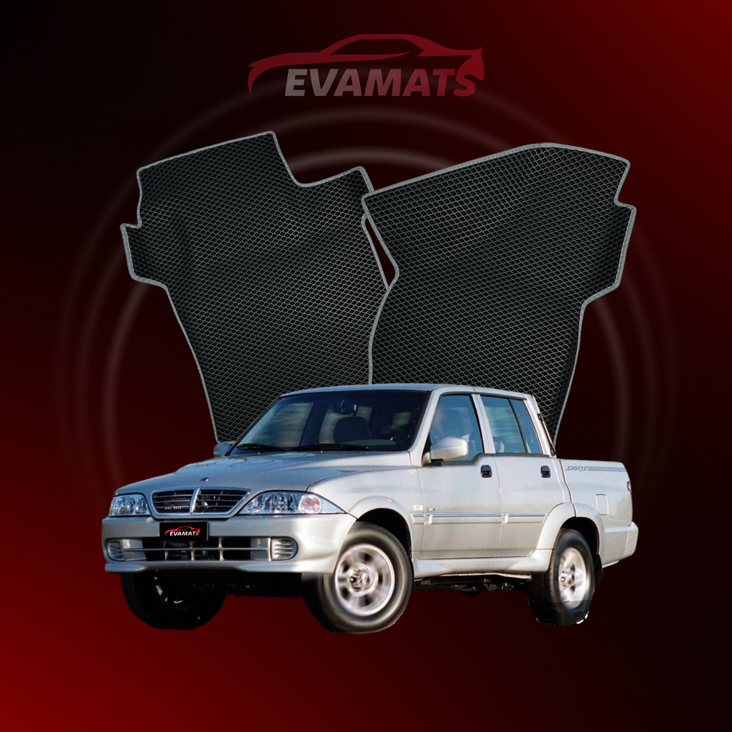 Autokoberce EVAMATS pre SsangYong Musso 1 gen 1998-2006 rok PICK-UP dvojkajuta