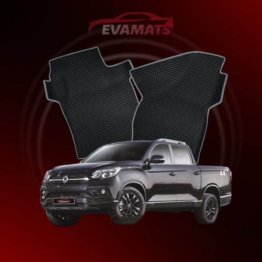 Car mats EVAMATS for SsangYong Musso Grand 2 gen 2018-2021 year PICK-UP double cabin